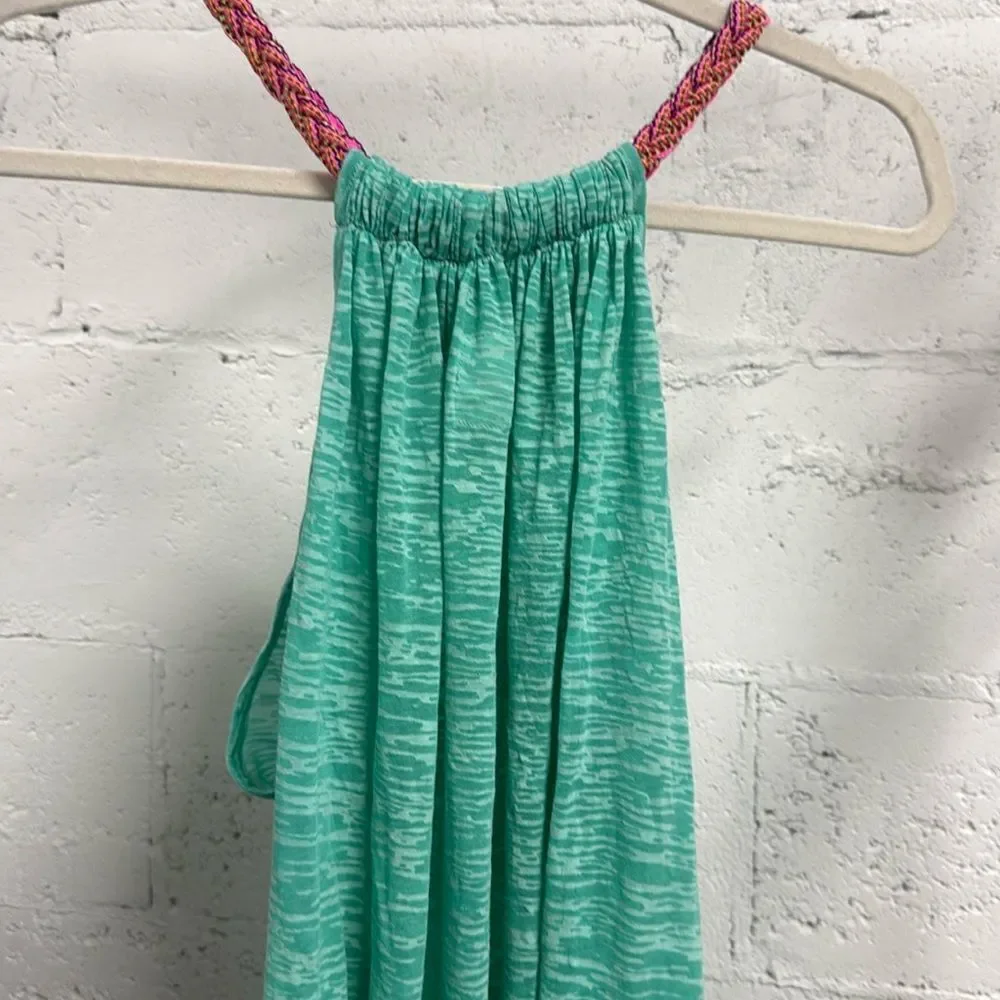 Teal PITUSA Cover Up Dress - Sheer - Petite Colorful Braided Strap